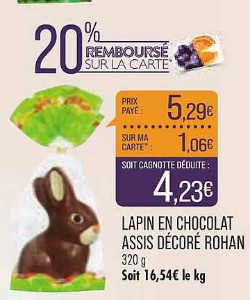 lapin en chocolat assis décoré rohan
