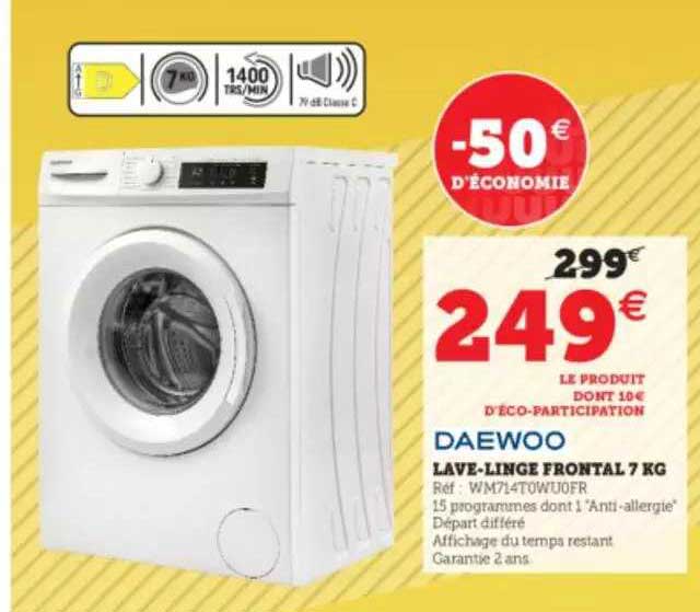 lave-linge frontal 7 kg daewoo