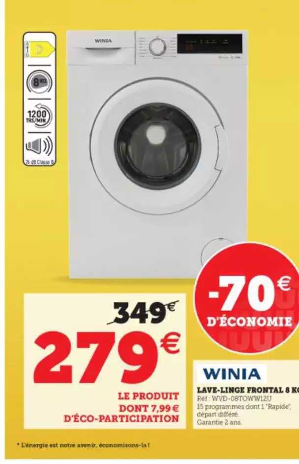 lave-linge frontal 8 kg winia