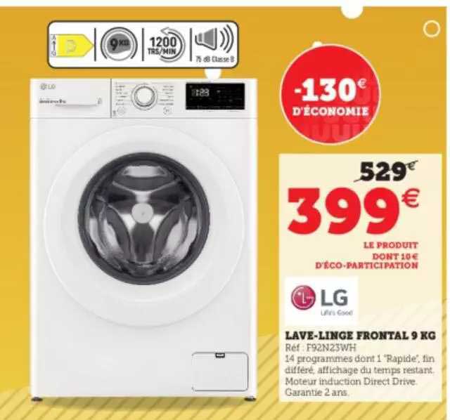 lave-linge frontal 9 kg lg
