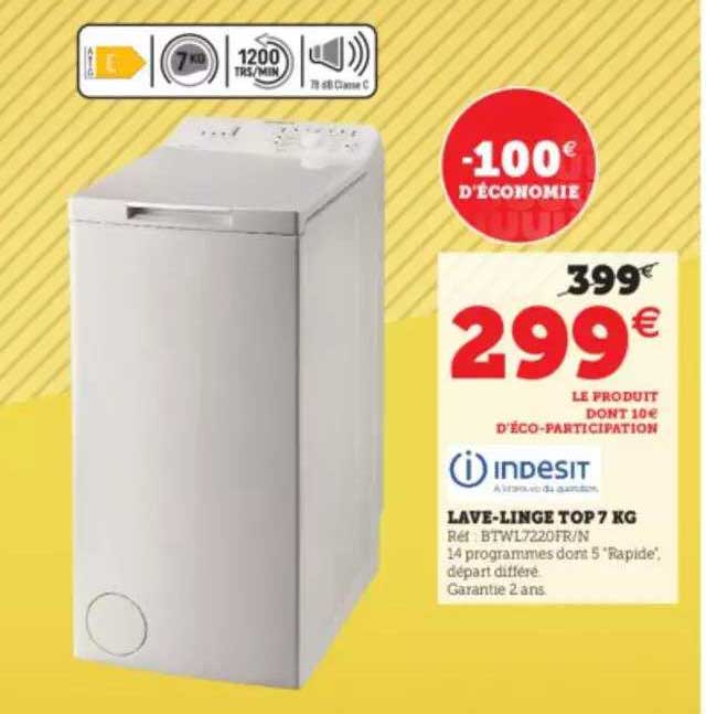 lave-linge top 7 kg indesit