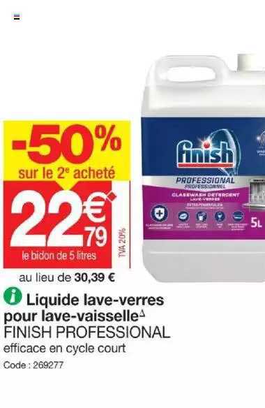 liquide lave-verres pour lave-vaisselle finish professional