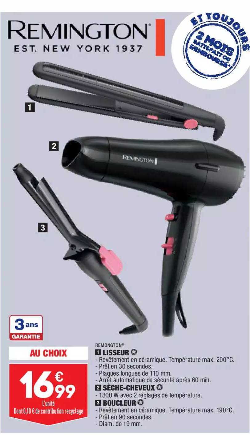 lisseur, sèche-cheveux, boucleur remington