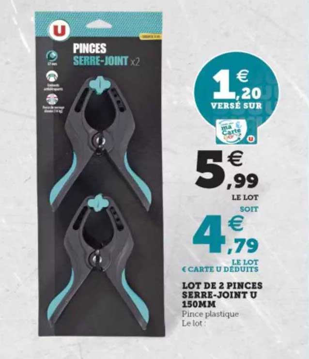 lot de 2 pinces serre-joint u 150mm