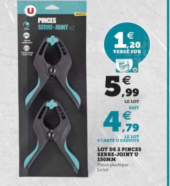 lot de 2 pinces serre-joint u 150mm