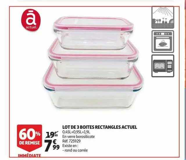 lot de 3 boîtes rectangles actuel
