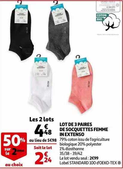 lot de 3 paires de socquettes femme in extenso