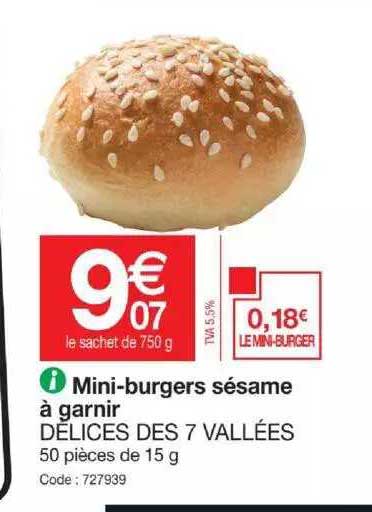 mini-burgers sésame à garnir délices des 7 vallées