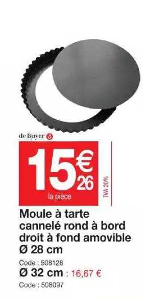 moule à tarte cannelé rond à bord droit à fond amovible ø 28 cm, ø 32 cm