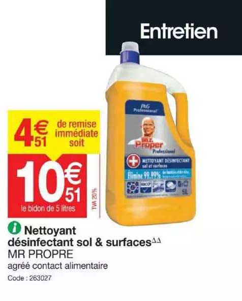nettoyant désinfectant sol & surfaces mr propre