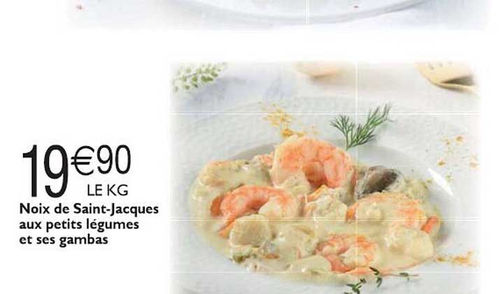 noix de saint-jacques aux petits légumes et ses gambas