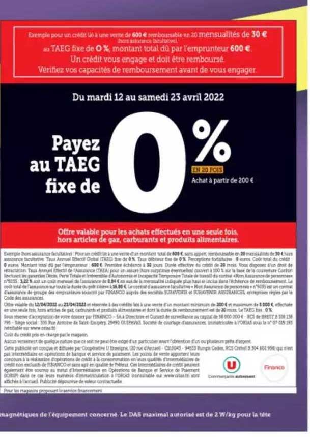payez au taeg fixe de 0%