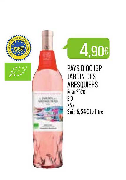 pays d'oc igp jardin des aresquiers rosé 2020