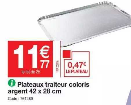 plateaux traiteur coloris argent 42 x 28 cm