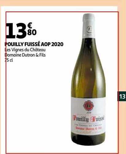 pouilly fuissé aop 2020 les vignes du château domaine dutron & fils