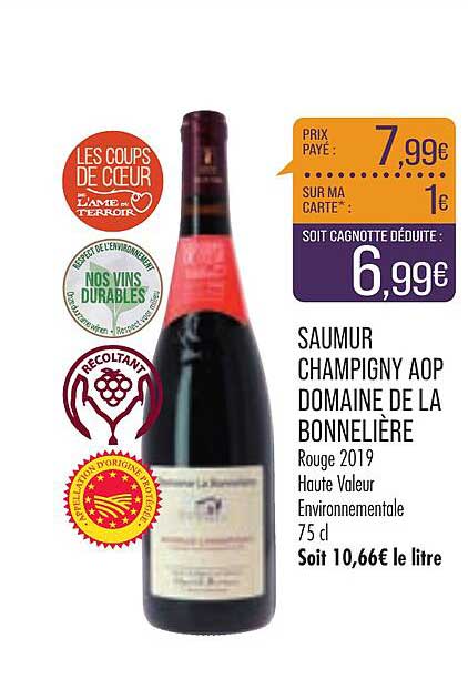 saumur champigny aop domaine de la bonnelière rouge 2019