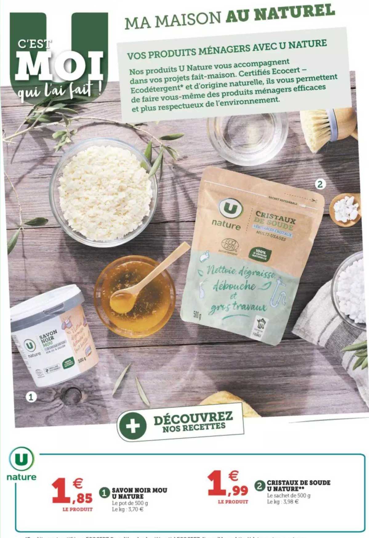 savon noir mou u nature, cristaux de soude u nature