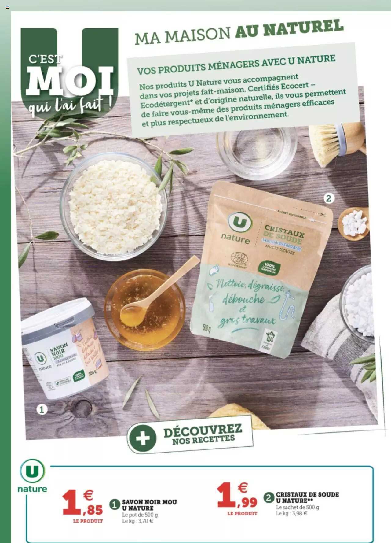 savon noir mou u nature, cristaux de soude u nature