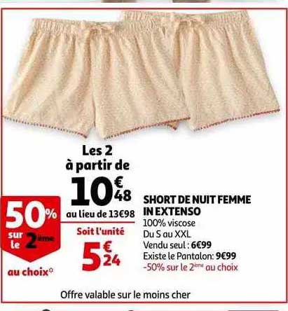 short de nuit femme in extenso