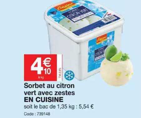 sorbet au citron vert avec zestes en cuisine