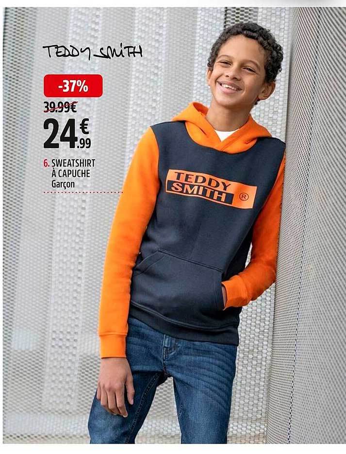 sweatshirt à capuche garçon teddy smith