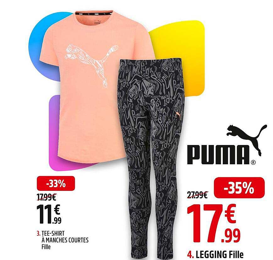tee-shirt à manches courtes fille, legging fille puma