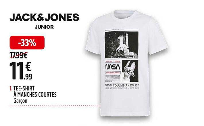 tee-shirt à manches courtes garçon jack&jones junior