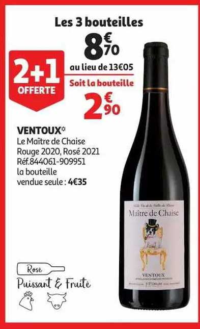 ventoux le maître de chaise rouge 2020, rosé 2021