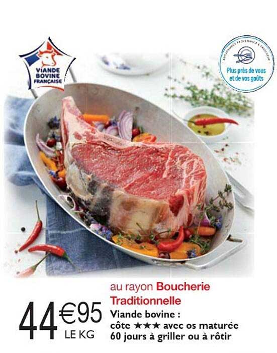 viande bovine : côte avec os maturée 60 jours à griller ou à rôtir