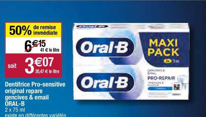dentifrice pro-sensitive original repare gencives & email oral-b