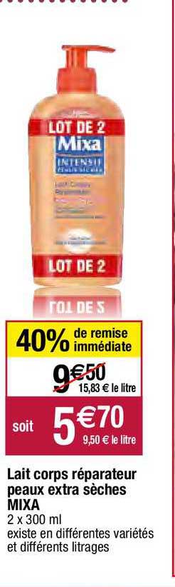 lait corps réparateur peaux extra sèches mixa