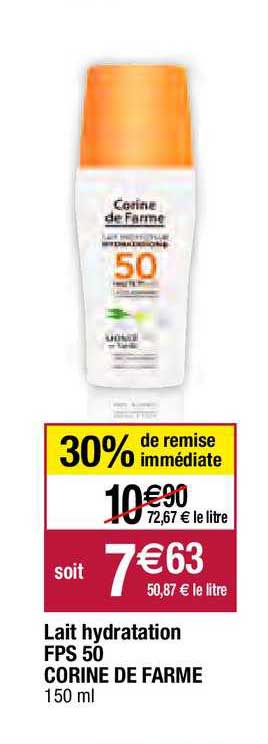lait hydratation fps 50 corine de farme