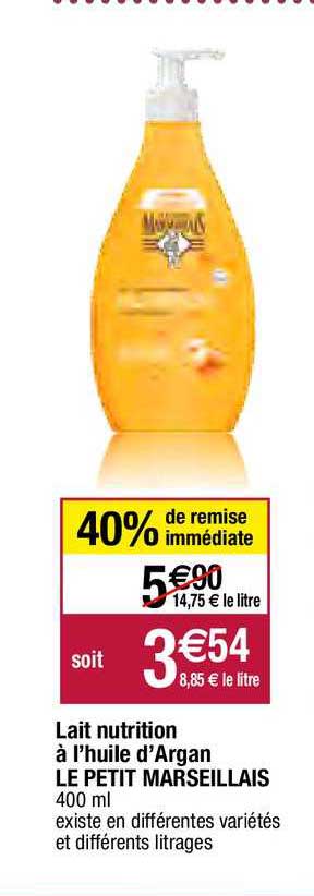 lait nutrition à l'huile d'argan le petit marseillais