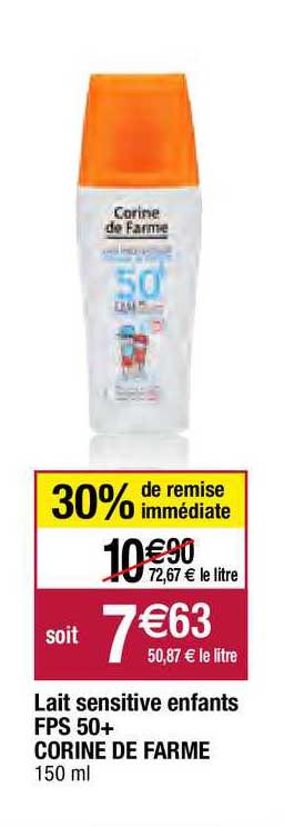 lait sensitive enfants fps 50+ corine de farme