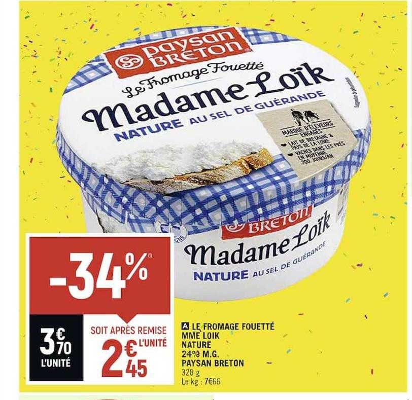 le fromage fouetté mme loïk nature 24% m.g. paysan breton