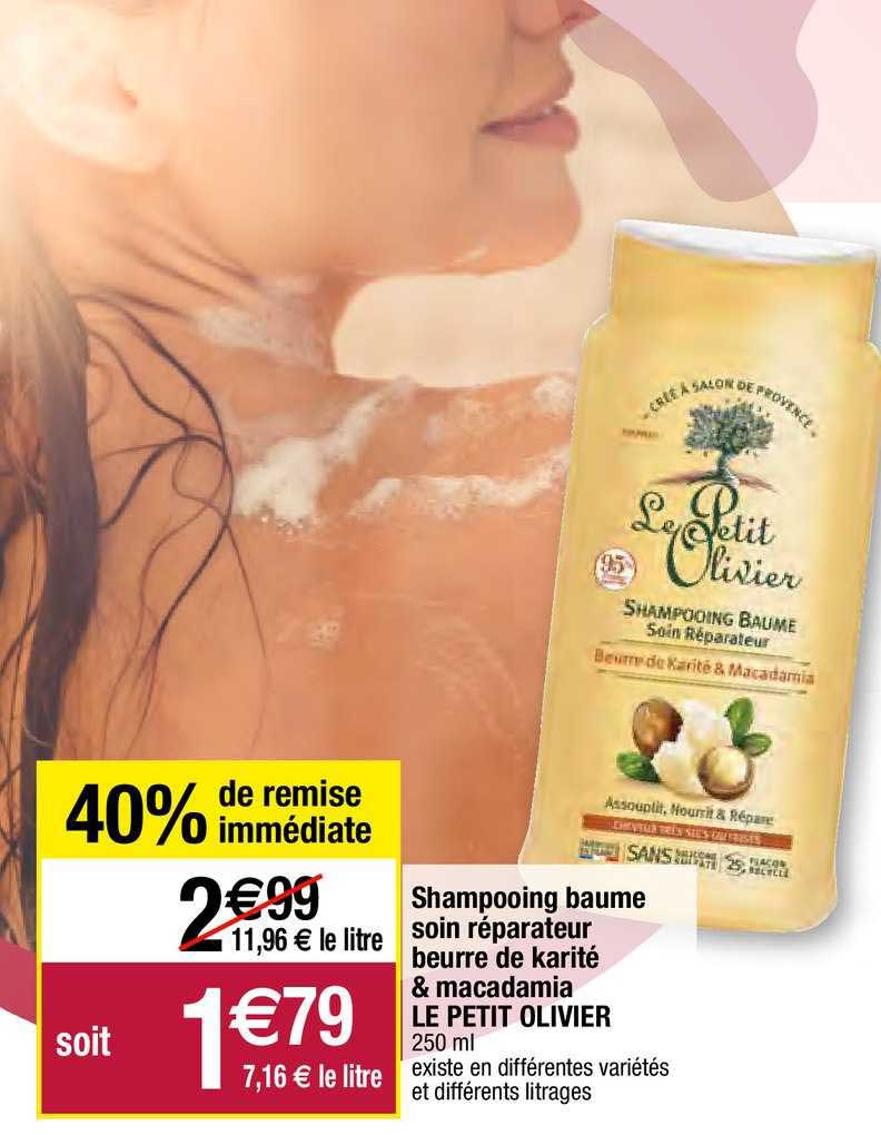 shampooing baume soin réparateur beurre de karité & macadamia le petit olivier