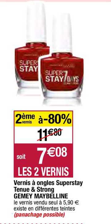 vernis à ongles superstay tenue & strong gemey maybelline