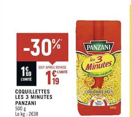 coquillettes les 3 minutes panzani