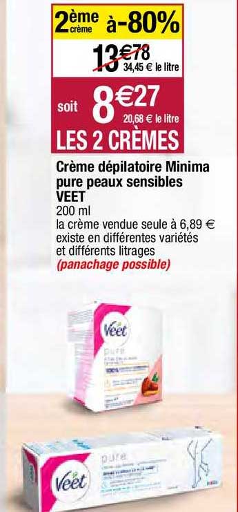 crème dépilatoire minima pure peaux sensibles veet
