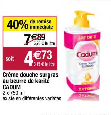 crème douche surgras au beurre de karité cadum