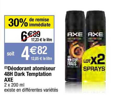 déodorant atomiseur 48h dark temptation axe