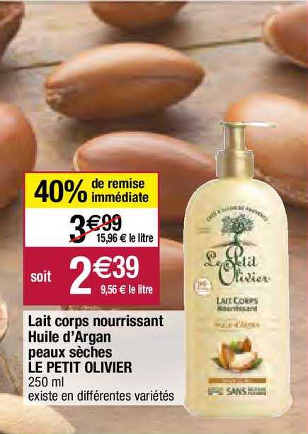 lait corps nourrissant huile d'argan peaux sèches le petit olivier