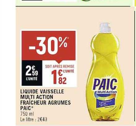 Liquide Vaisselle Multi Action Fraîcheur Agrumes Paic