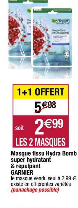 masque tissu hydra bomb super hydratant & repulpant garnier