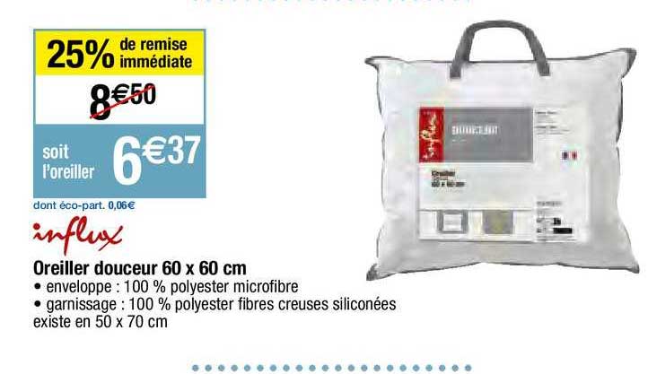 Oreiller Douceur 60 X 60 Cm Influx