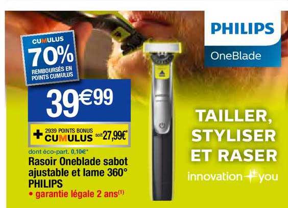 Rasori Oneblade Sabot Ajustable Et Lame 360° Philips
