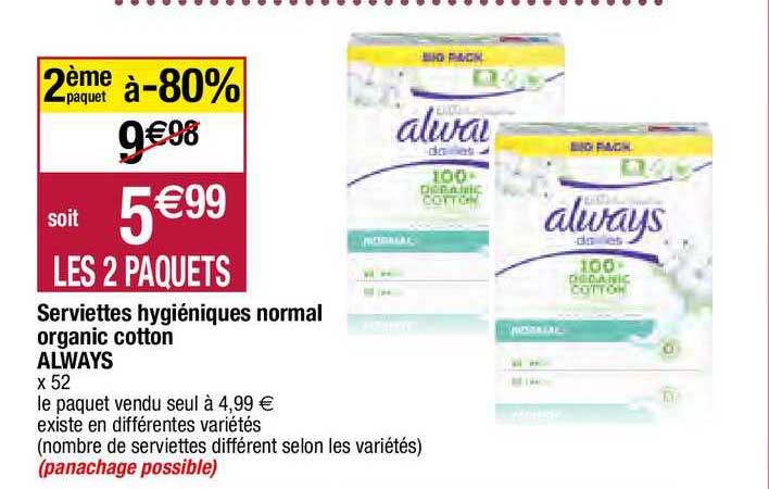 serviettes hygiéniques normal organic cotton always