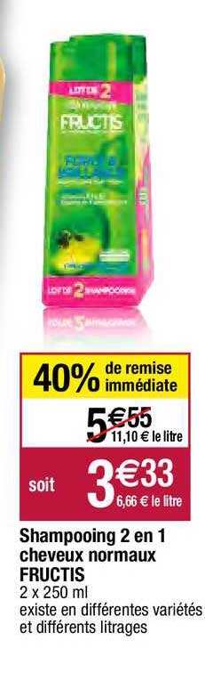shampooing 2 en 1 cheveux normaux fructis