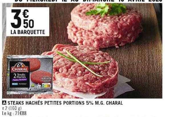 steaks hachés petites portions 5% m.g. charal