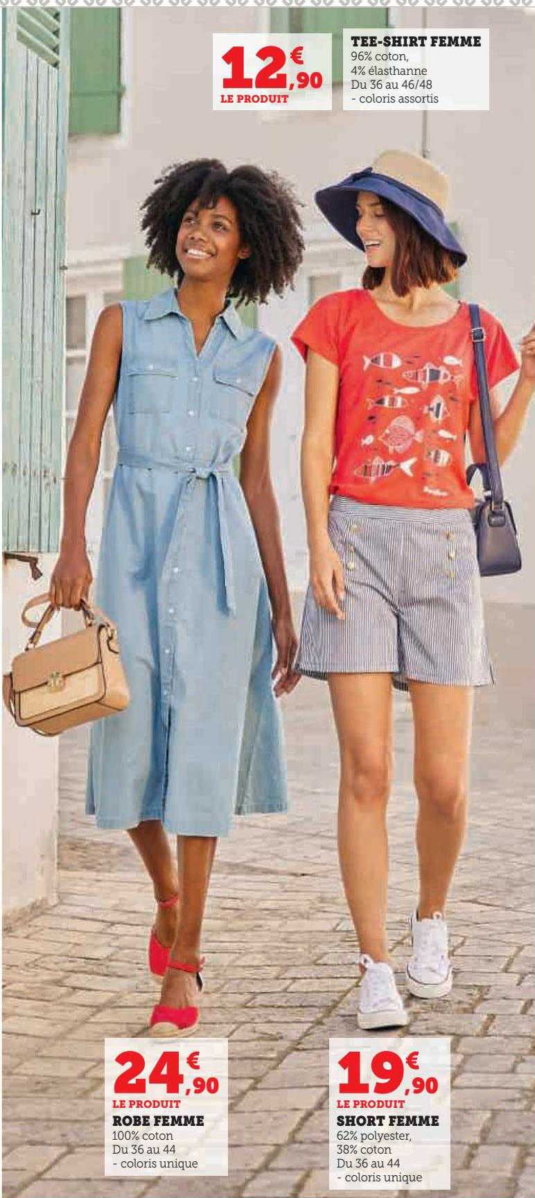 tee-shirt femme, robe femme, short femme